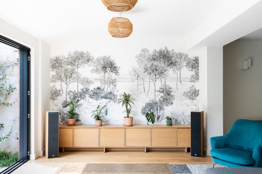 papier peint panoramique et meuble sur mesure