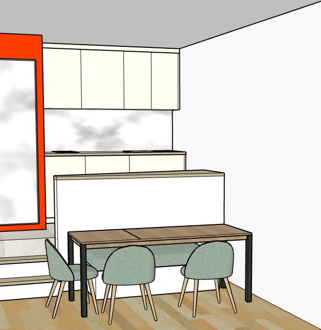 lit escamotable version banquette repas - réception 6 personnes