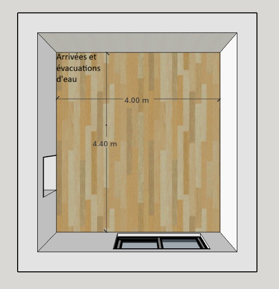 Loge de gardien : plan de l'existant après démolition des cloisons et curage